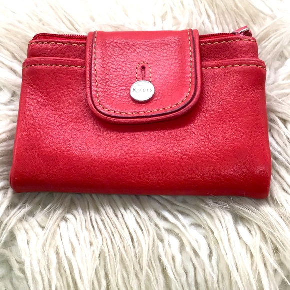 🌼3/$13🌼BUNDLE DEAL! Rolfs Vintage Red Genuine Pebble Leather Billfold Wallet - Picture 1 of 11